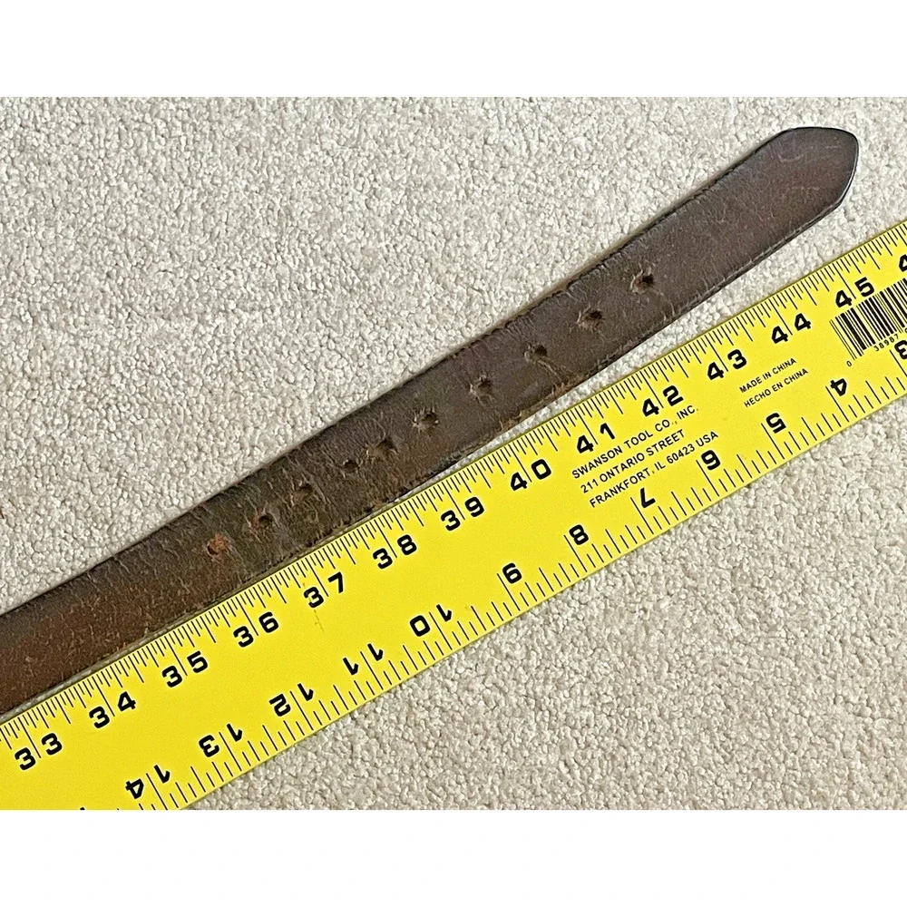 Levis Jeans Vtg 1980s Brown Leather Mens Belt Silver Buckle Adjustable Sz 36-43